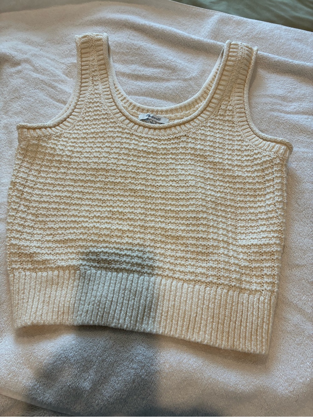 Madewell Cream Knit V-Neck Tank Sweater